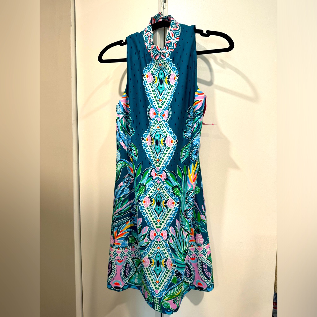 Lilly Pulitzer Teal Floral Halter Mini Dress